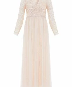 Needle & Thread Holding LTD Amalie Bodice Long Sleeve V-Neck Ankle Gown Womenswear