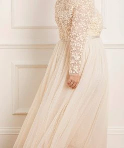 Needle & Thread Holding LTD Amalie Bodice Long Sleeve V-Neck Ankle Gown Womenswear