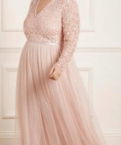 Needle & Thread Holding LTD Amalie Bodice Long Sleeve V-Neck Ankle Gown