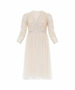 Needle & Thread Holding LTD Amalie Bodice Long Sleeve V-Neck Midi Dress