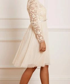 Needle & Thread Holding LTD Amalie Bodice Long Sleeve V-Neck Midi Dress