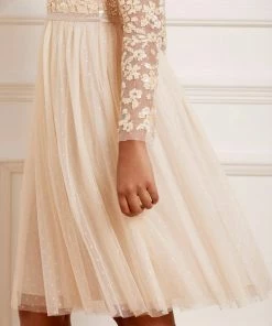 Needle & Thread Holding LTD Amalie Bodice Long Sleeve V-Neck Midi Dress