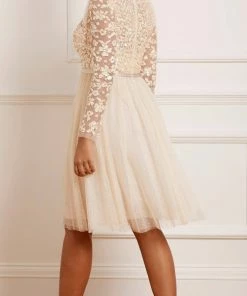 Needle & Thread Holding LTD Amalie Bodice Long Sleeve V-Neck Midi Dress