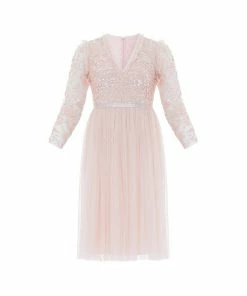 Needle & Thread Holding LTD Womenswear Amalie Bodice Long Sleeve V-Neck Midi Dress