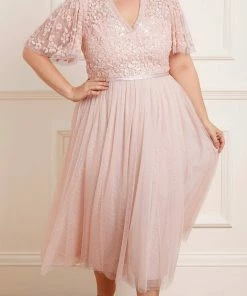 Needle & Thread Holding LTD Amalie Bodice Short Sleeve V-Neck Ballerina Dress