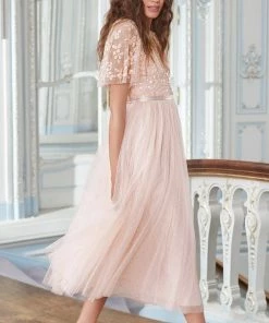 Needle & Thread Holding LTD Amalie Bodice Short Sleeve V-Neck Ballerina Dress