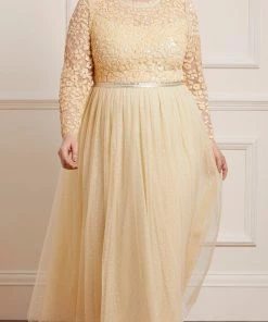 UK Needle & Thread Holding LTD Womenswear Amalie Bodice Long Sleeve Ankle Gown