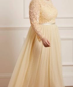 UK Needle & Thread Holding LTD Womenswear Amalie Bodice Long Sleeve Ankle Gown