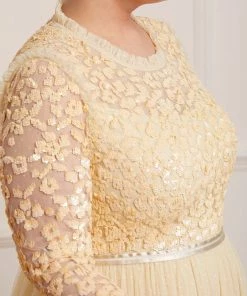 UK Needle & Thread Holding LTD Womenswear Amalie Bodice Long Sleeve Ankle Gown