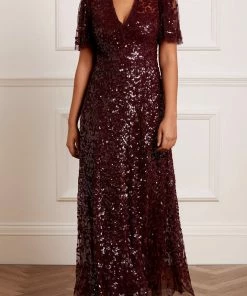 Needle & Thread Holding LTD Amalie Sequin V-Neck Gown