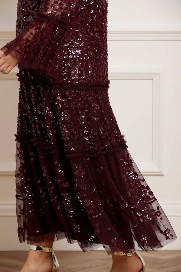 Cheapest 🎉 Needle & Thread Holding LTD 👩 Womenswear Annie Sequin Tiered Ankle Gown 🛒 6 Needle & Thread Holding LTD Womenswear Annie Sequin Tiered Ankle Gown