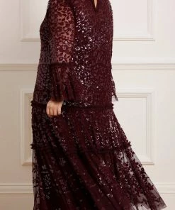 Cheapest 🎉 Needle & Thread Holding LTD 👩 Womenswear Annie Sequin Tiered Ankle Gown 🛒 16 Needle & Thread Holding LTD Womenswear Annie Sequin Tiered Ankle Gown