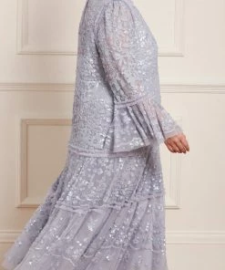 Discount 🎁 Needle & Thread Holding LTD 👩 Womenswear Annie Sequin Tiered Ankle Gown 🎁 22 Needle & Thread Holding LTD Womenswear Annie Sequin Tiered Ankle Gown