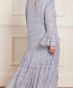 Discount 🎁 Needle & Thread Holding LTD 👩 Womenswear Annie Sequin Tiered Ankle Gown 🎁 23 Needle & Thread Holding LTD Womenswear Annie Sequin Tiered Ankle Gown