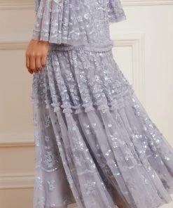 Discount 🎁 Needle & Thread Holding LTD 👩 Womenswear Annie Sequin Tiered Ankle Gown 🎁 17 Needle & Thread Holding LTD Womenswear Annie Sequin Tiered Ankle Gown