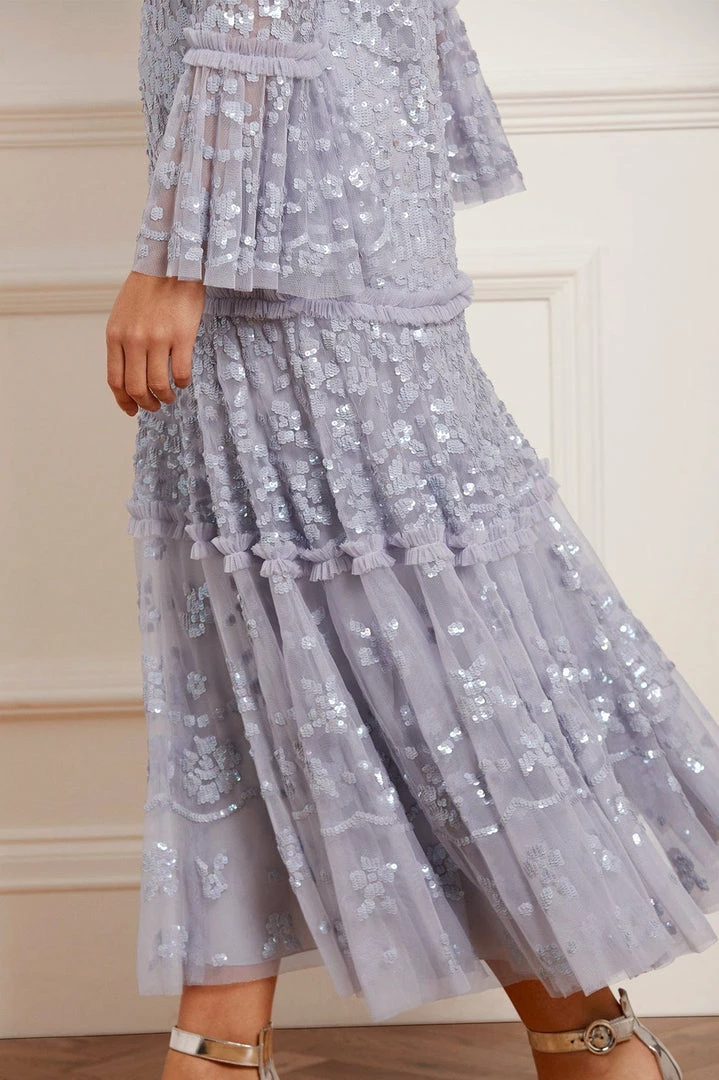 Discount 🎁 Needle & Thread Holding LTD 👩 Womenswear Annie Sequin Tiered Ankle Gown 🎁 7 Needle & Thread Holding LTD Womenswear Annie Sequin Tiered Ankle Gown