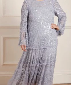 Discount 🎁 Needle & Thread Holding LTD 👩 Womenswear Annie Sequin Tiered Ankle Gown 🎁 21 Needle & Thread Holding LTD Womenswear Annie Sequin Tiered Ankle Gown