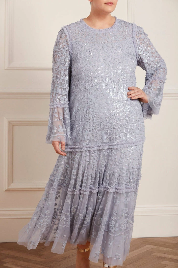 Discount 🎁 Needle & Thread Holding LTD 👩 Womenswear Annie Sequin Tiered Ankle Gown 🎁 11 Needle & Thread Holding LTD Womenswear Annie Sequin Tiered Ankle Gown