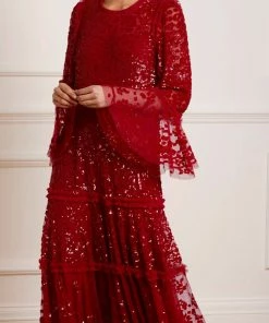 Needle & Thread Holding LTD Annie Sequin Tiered Ankle Gown