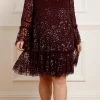 Needle & Thread Holding LTD Annie Sequin Tiered Mini Dress