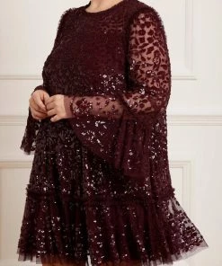Needle & Thread Holding LTD Annie Sequin Tiered Mini Dress