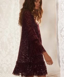 Needle & Thread Holding LTD Annie Sequin Tiered Mini Dress