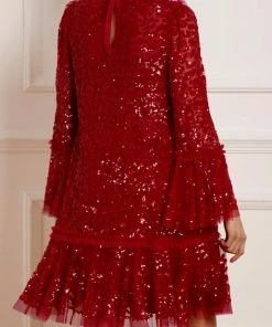 Budget π― Needle & Thread Holding LTD Annie Sequin Tiered Mini π Dress π 16 Needle & Thread Holding LTD Annie Sequin Tiered Mini Dress