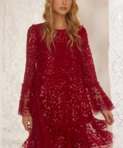 Budget π― Needle & Thread Holding LTD Annie Sequin Tiered Mini π Dress π 17 Needle & Thread Holding LTD Annie Sequin Tiered Mini Dress