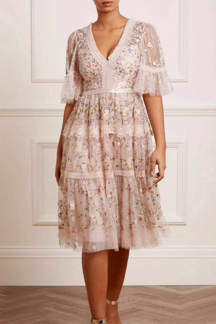 Budget 🔥 Needle & Thread Holding LTD Araminta Lace Midi 👗 Dress 🔥 3 Needle & Thread Holding LTD Araminta Lace Midi Dress