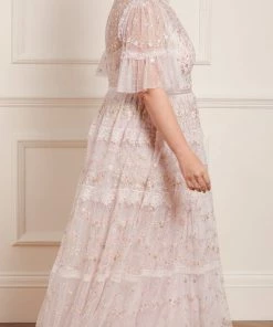 Needle & Thread Holding LTD Womenswear Araminta Lace Round Neck Gown