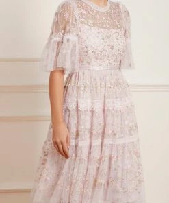 Needle & Thread Holding LTD Araminta Lace Round Neck Midi Dress