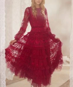 Coupon 🎁 Needle & Thread Holding LTD 👩 Womenswear Blossom Lace Ankle Gown ⭐ 21 Needle & Thread Holding LTD Womenswear Blossom Lace Ankle Gown