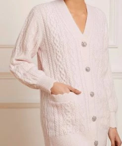 Needle & Thread Holding LTD Cable Jewelled Button Longline Cardigan