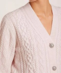 Needle & Thread Holding LTD Cable Jewelled Button Longline Cardigan