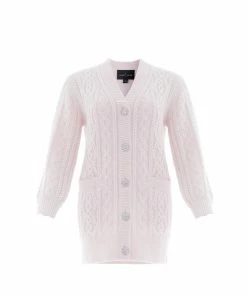 Needle & Thread Holding LTD Cable Jewelled Button Longline Cardigan