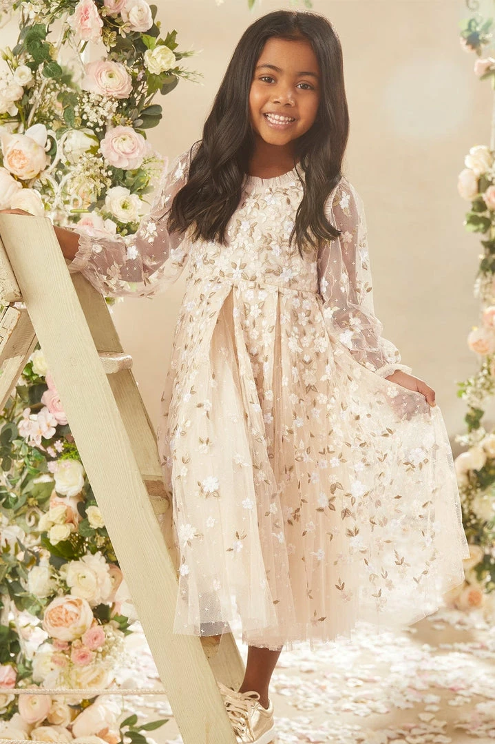 Outlet 😉 UK Needle & Thread Holding LTD Camellia Ditsy Long Sleeve Kids 👗 Dress 🎁 3 UK Needle & Thread Holding LTD Camellia Ditsy Long Sleeve Kids Dress