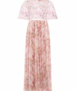 Needle & Thread Holding LTD Darling Meadow Sequin Bodice Short Sleeve Ankle Gown