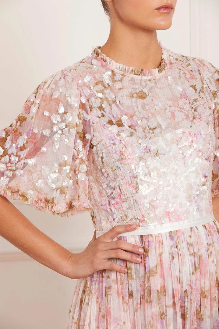 New π Needle & Thread Holding LTD Darling Meadow Sequin Bodice Short Sleeve Ankle Gown π 6 Needle & Thread Holding LTD Darling Meadow Sequin Bodice Short Sleeve Ankle Gown