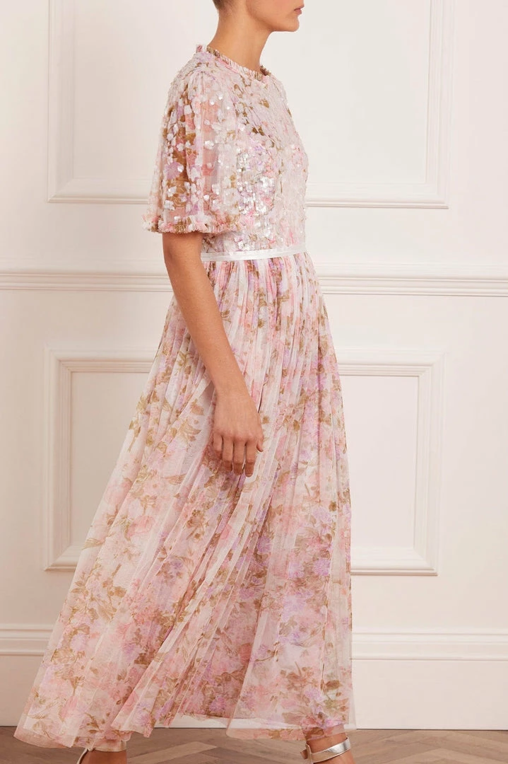 New π Needle & Thread Holding LTD Darling Meadow Sequin Bodice Short Sleeve Ankle Gown π 8 Needle & Thread Holding LTD Darling Meadow Sequin Bodice Short Sleeve Ankle Gown