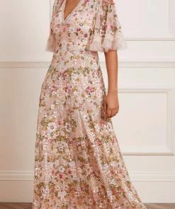 Needle & Thread Holding LTD Enchanted Meadow Sequin V-Neck Gown