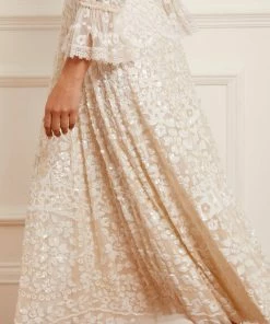 Needle & Thread Holding LTD Womenswear Filigree Lace Sequin Ankle Gown