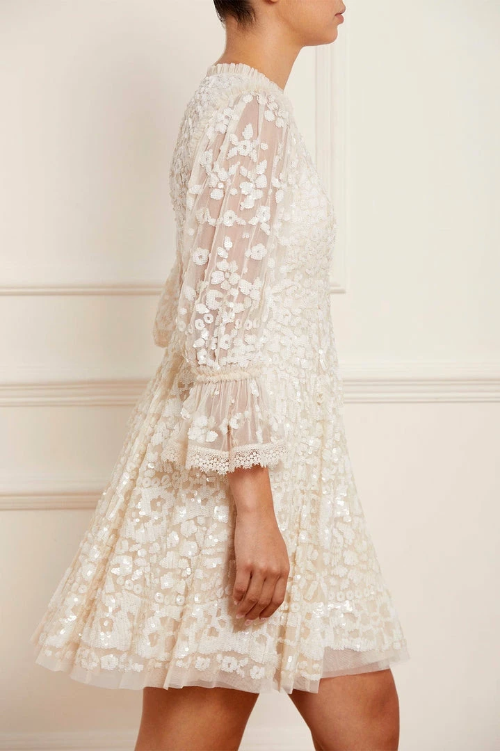 Hot Sale 😉 Needle & Thread Holding LTD 👩 Womenswear Filigree Lace Sequin Mini 👗 Dress 😀 6 Needle & Thread Holding LTD Womenswear Filigree Lace Sequin Mini Dress