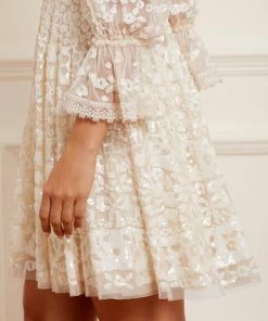 Hot Sale 😉 Needle & Thread Holding LTD 👩 Womenswear Filigree Lace Sequin Mini 👗 Dress 😀 14 Needle & Thread Holding LTD Womenswear Filigree Lace Sequin Mini Dress