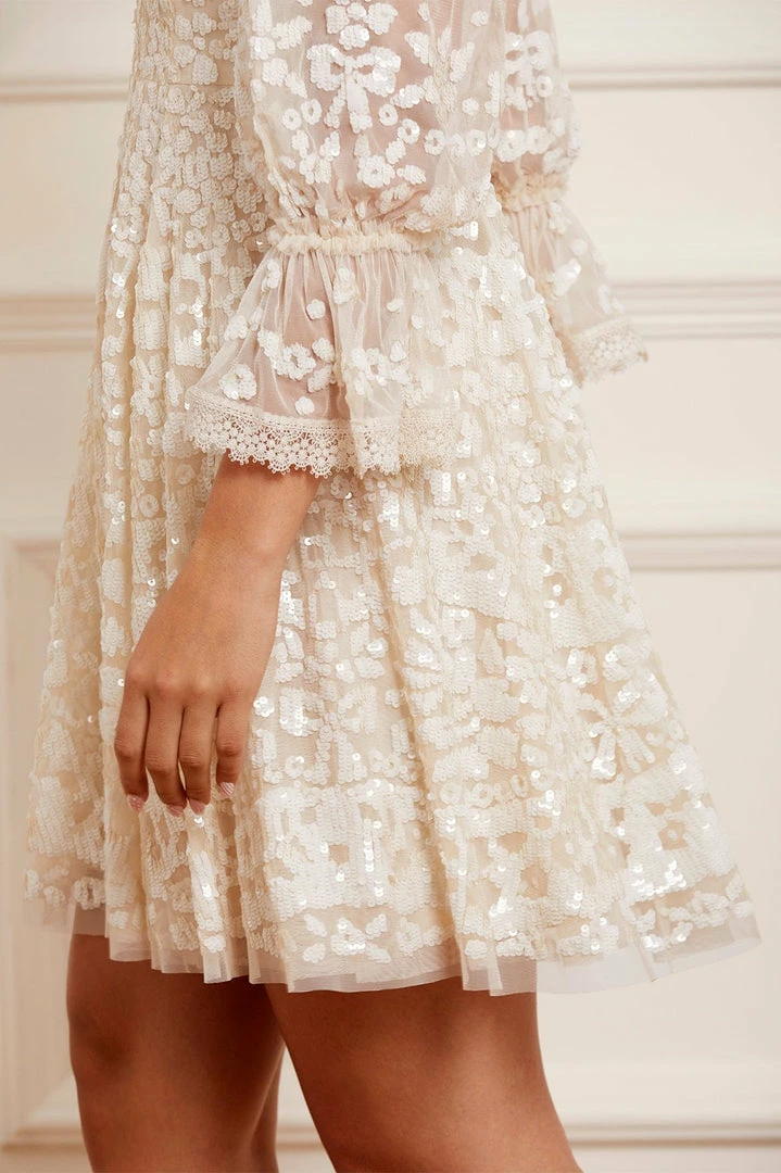 Hot Sale 😉 Needle & Thread Holding LTD 👩 Womenswear Filigree Lace Sequin Mini 👗 Dress 😀 7 Needle & Thread Holding LTD Womenswear Filigree Lace Sequin Mini Dress