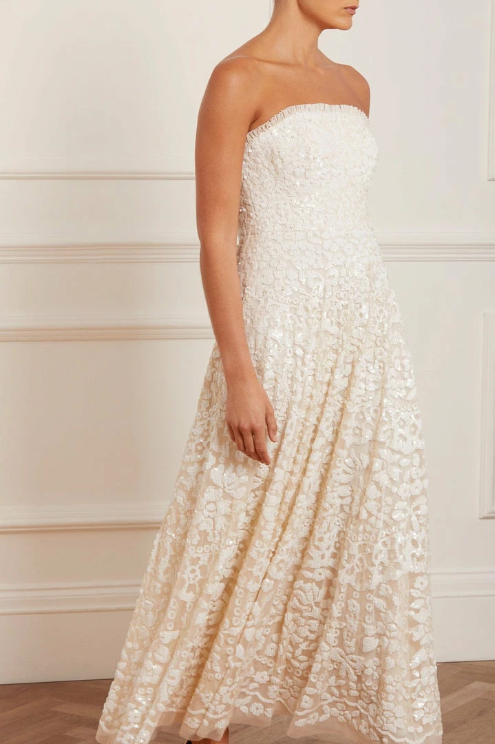 New ๐ Needle & Thread Holding LTD Filigree Lace Sequin Strapless Ankle Gown โญ 3 Needle & Thread Holding LTD Filigree Lace Sequin Strapless Ankle Gown