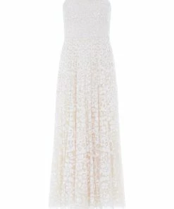 Needle & Thread Holding LTD Filigree Lace Sequin Strapless Ankle Gown