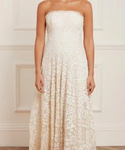 New ๐ Needle & Thread Holding LTD Filigree Lace Sequin Strapless Ankle Gown โญ 13 Needle & Thread Holding LTD Filigree Lace Sequin Strapless Ankle Gown