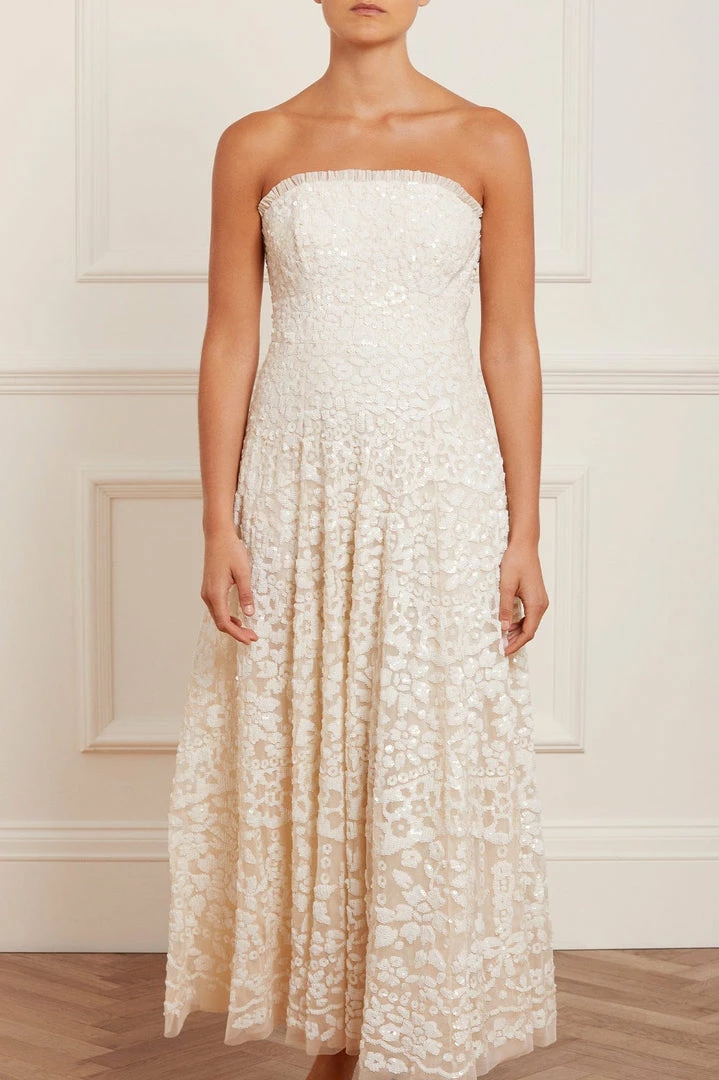 New ๐ Needle & Thread Holding LTD Filigree Lace Sequin Strapless Ankle Gown โญ 5 Needle & Thread Holding LTD Filigree Lace Sequin Strapless Ankle Gown