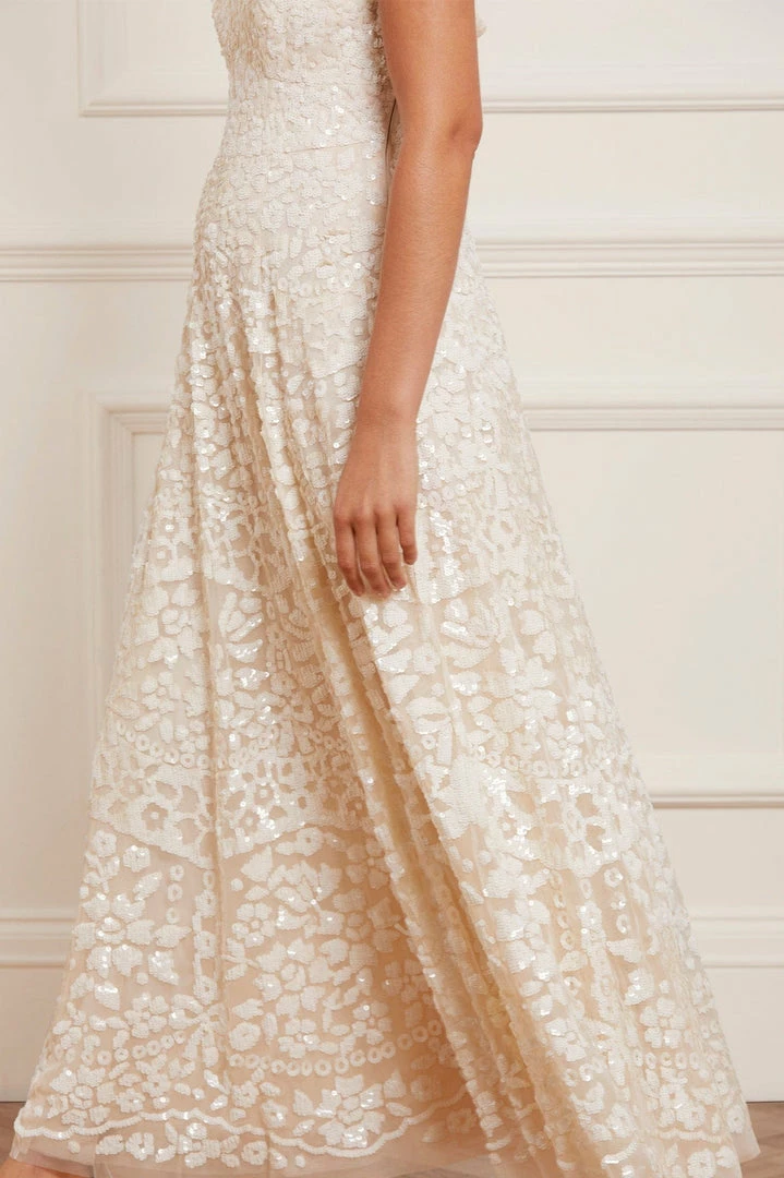 New ๐ Needle & Thread Holding LTD Filigree Lace Sequin Strapless Ankle Gown โญ 7 Needle & Thread Holding LTD Filigree Lace Sequin Strapless Ankle Gown