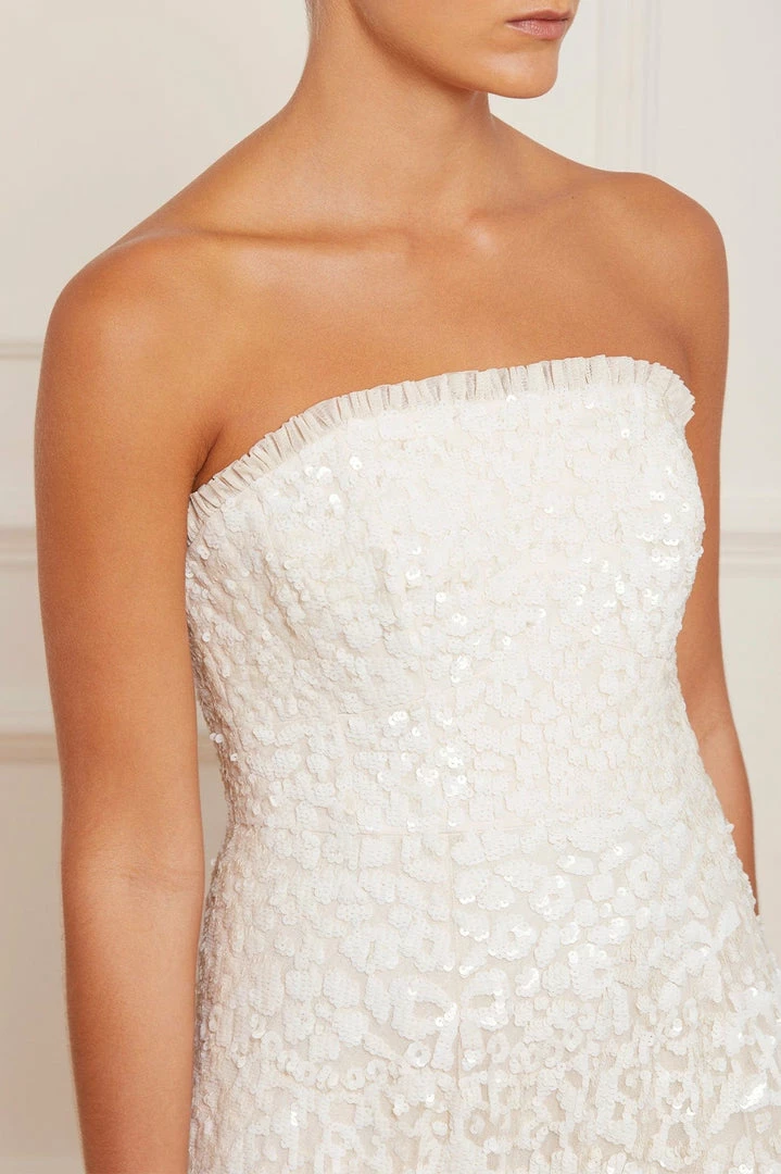 New ๐ Needle & Thread Holding LTD Filigree Lace Sequin Strapless Ankle Gown โญ 9 Needle & Thread Holding LTD Filigree Lace Sequin Strapless Ankle Gown